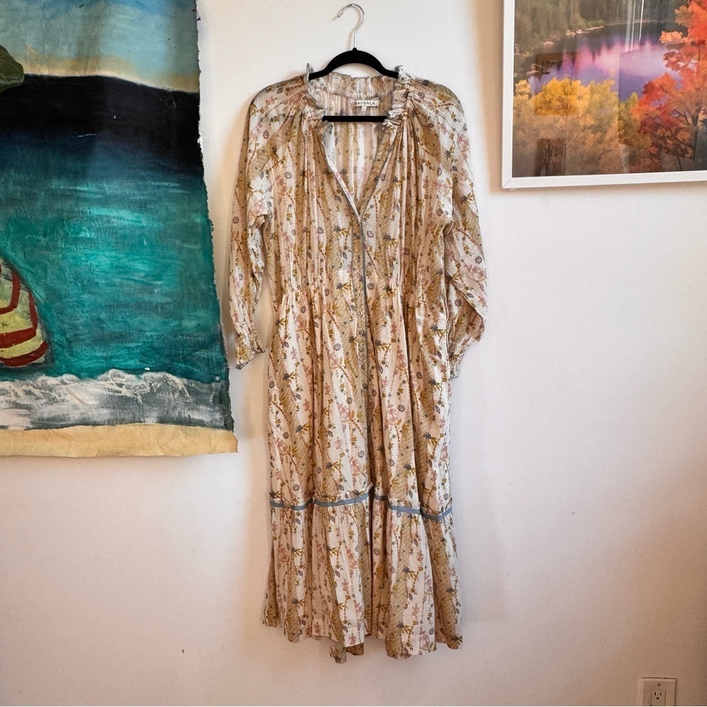 Baybala Lele Dress Floral Cream Pink Boho Large - Picture 4 of 9